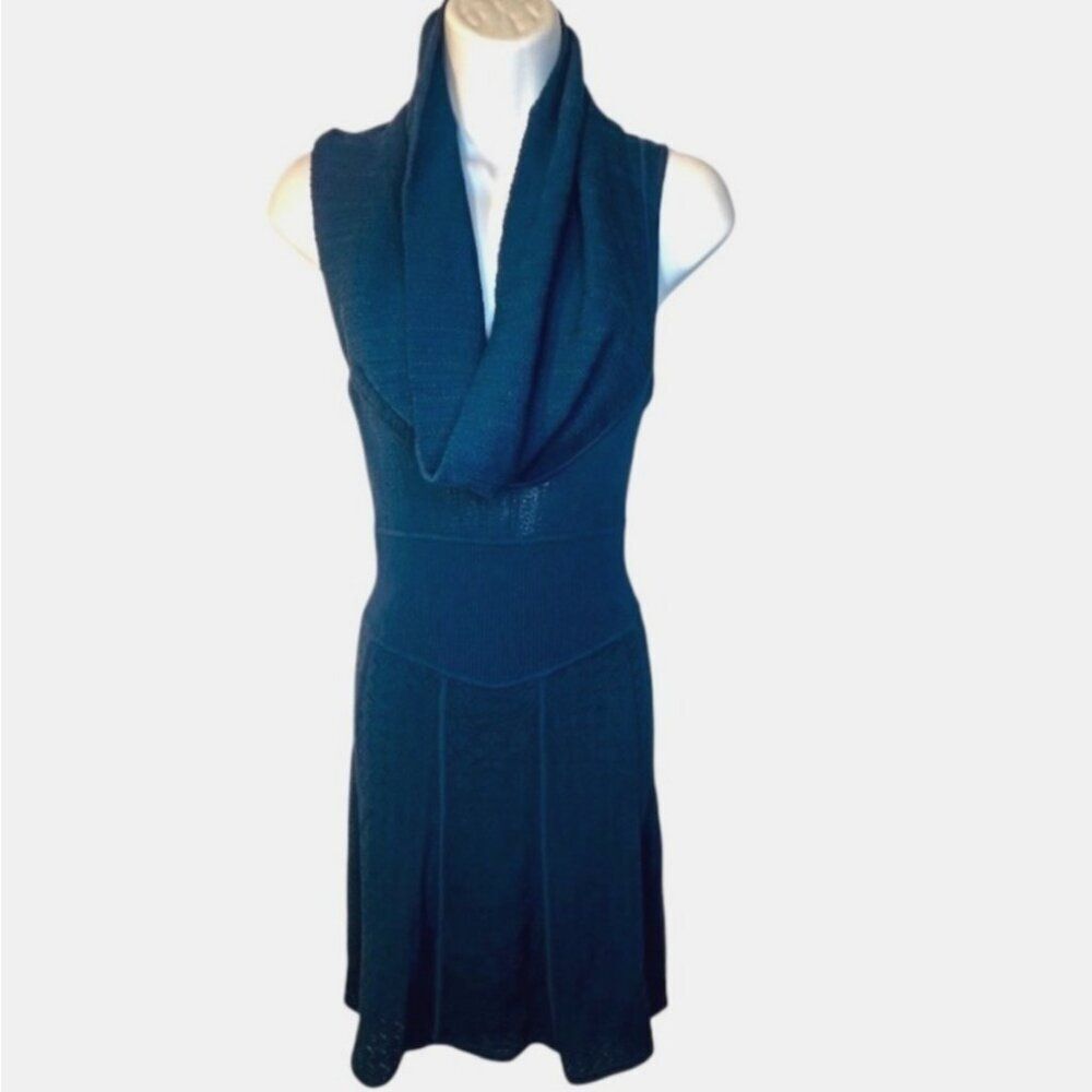 NWOT CATHERINE MALANDRINO $495 Off The Shoulder Cowl Neck Dress Pointelle Knit S